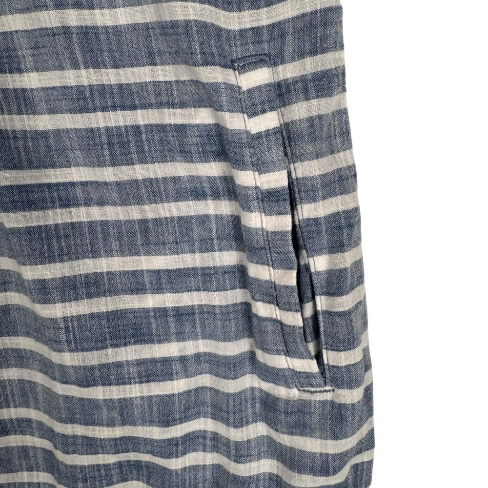 Athleta Stripe Barbados Mini Dress Sz M Cover Up Striped Blue White Cotton - Picture 3 of 7